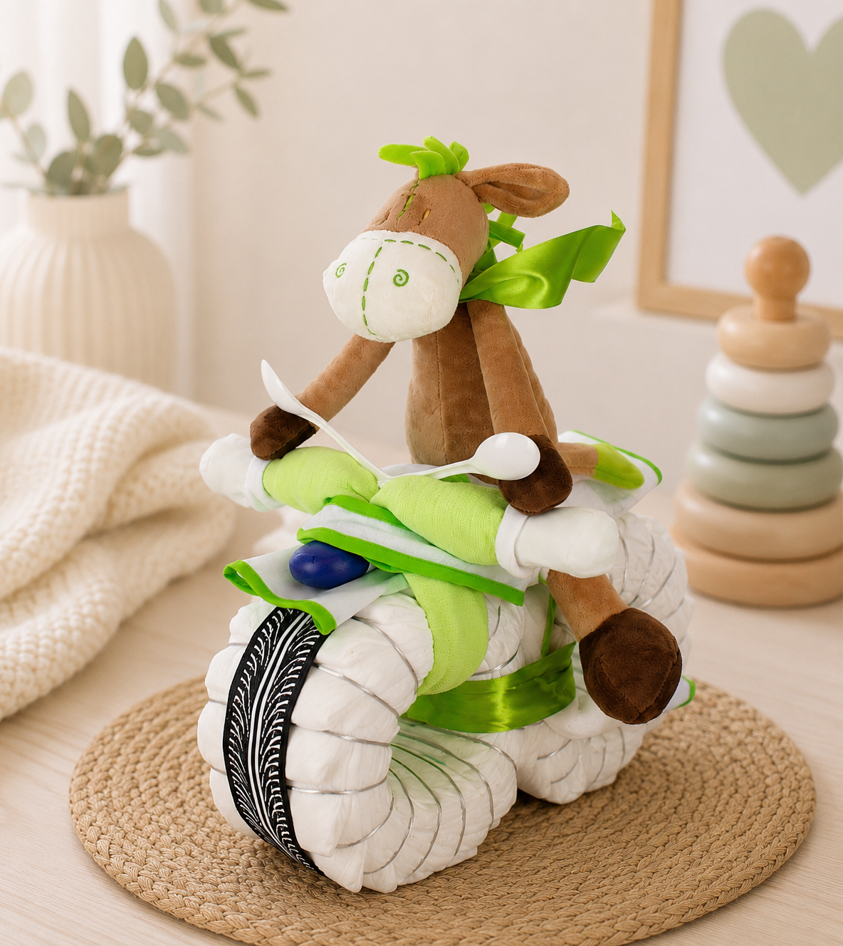 Windelmotorrad ROCKSTAR mit Schlenkeresel grün