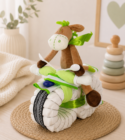 Windelmotorrad ROCKSTAR mit Schlenkeresel grün