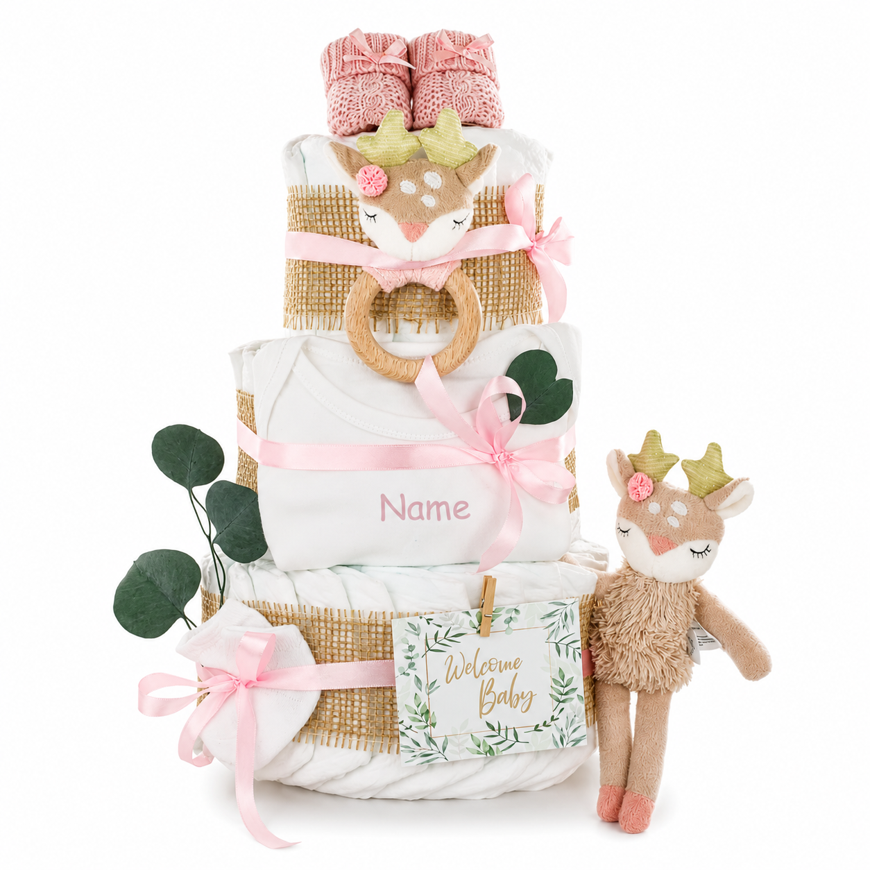 Personalisierbare Windeltorte REH ELLA Rosa