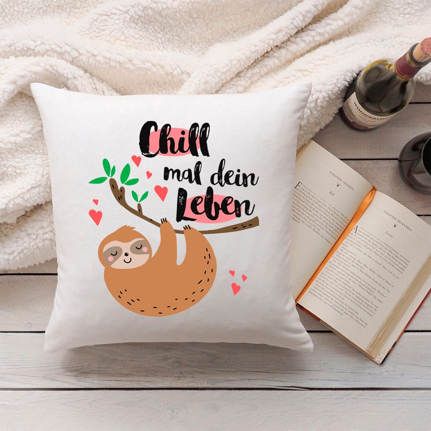 Bedrucktes Kissen mit Spruch Chill mal dein Leben
