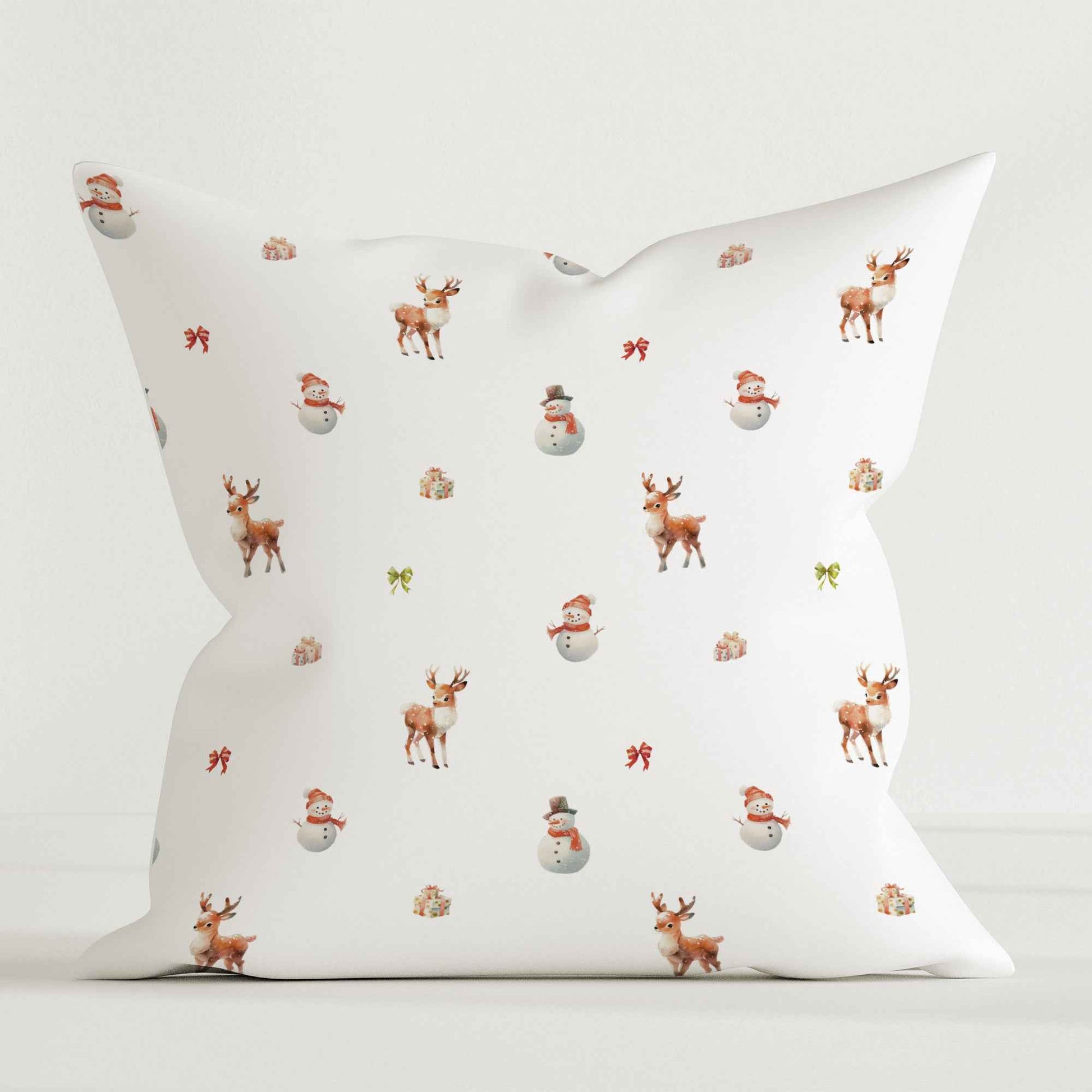 "Schneemann und Rehe" Premium Dekokissen