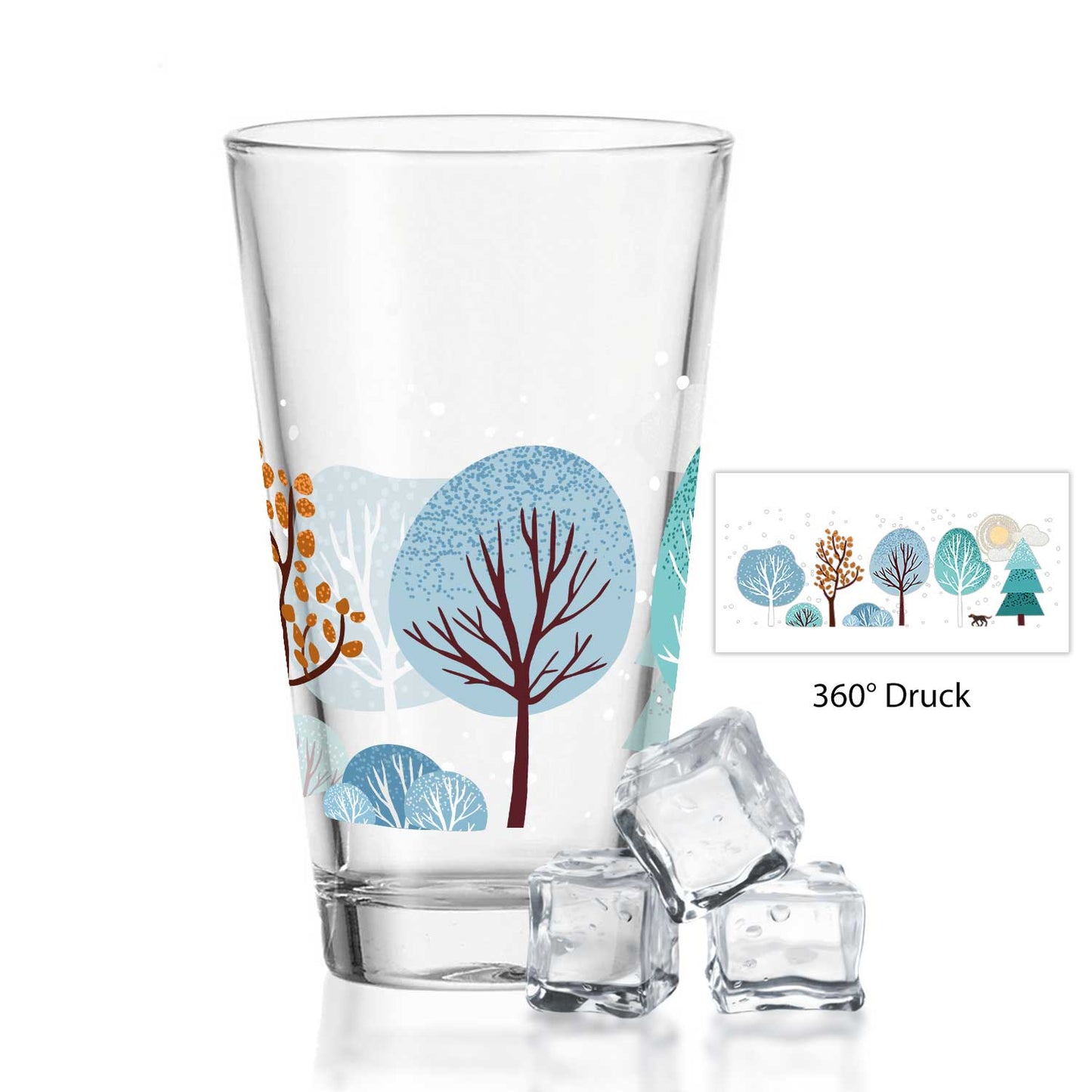 Leonardo Wasserglas mit UV-Druck - Winterbäume Motiv - zu Weihnachten