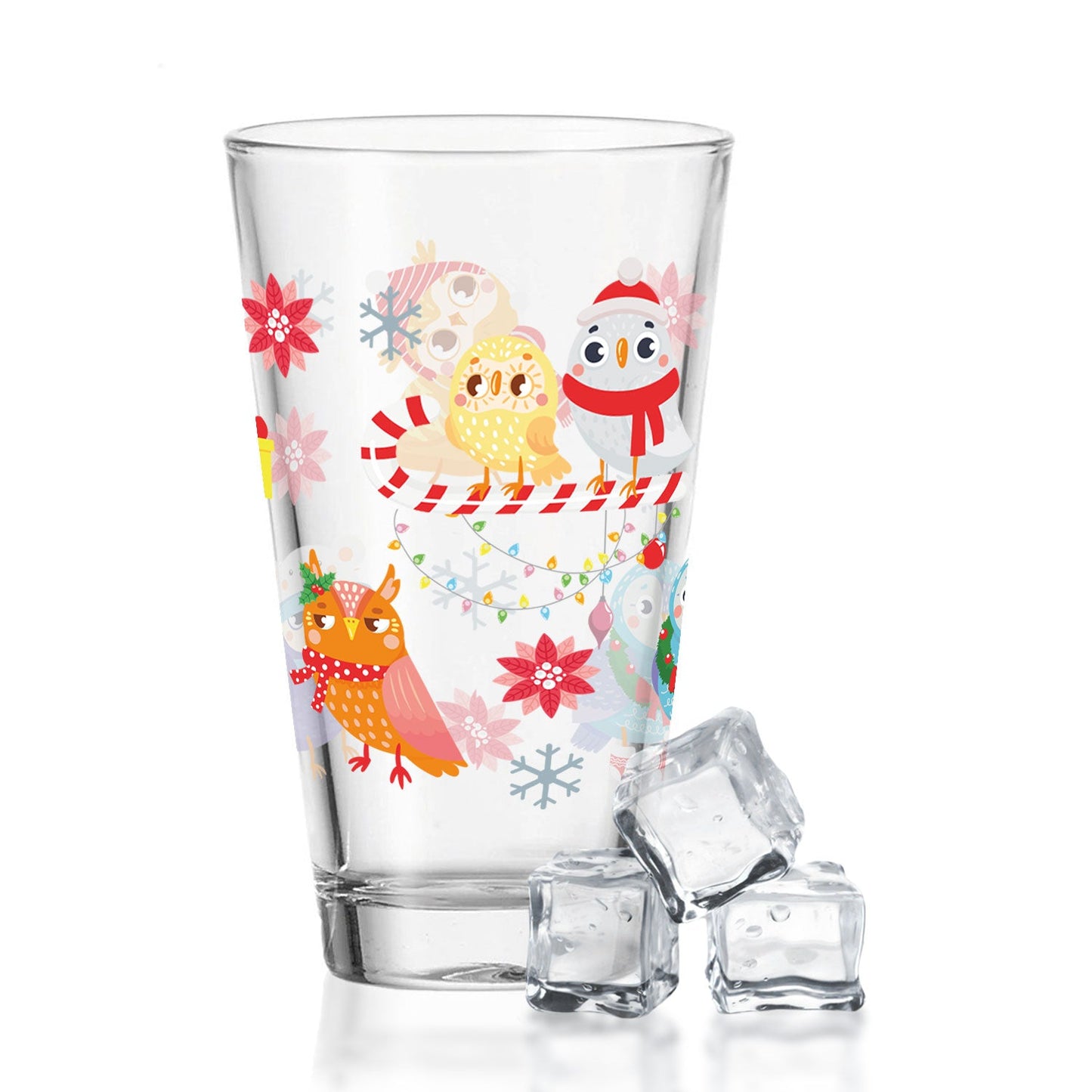 Leonardo Wasserglas mit UV-Druck - Wintereulen Motiv - zu Weihnachten