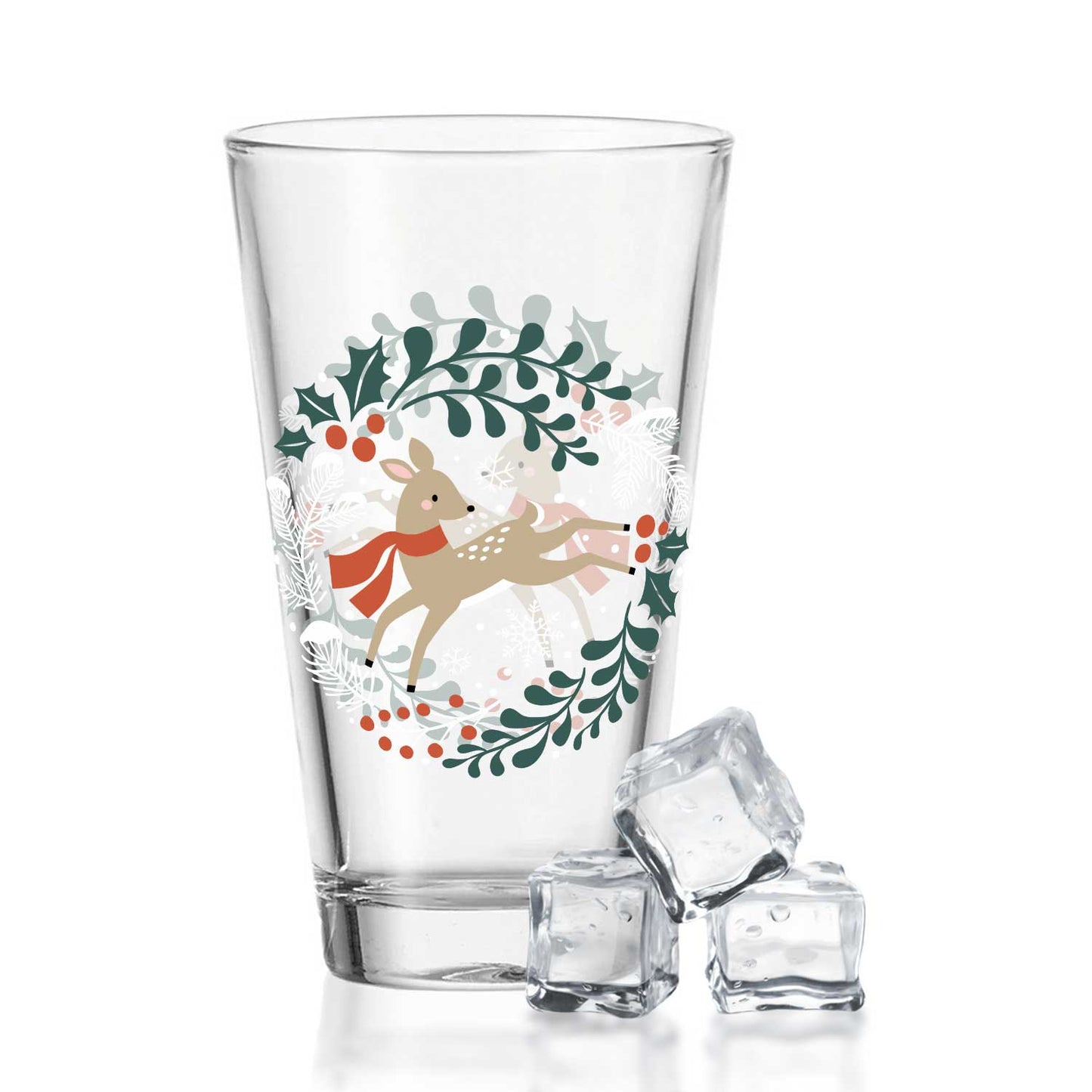 Leonardo Wasserglas mit UV-Druck - Winterreh Motiv - zu Weihnachten