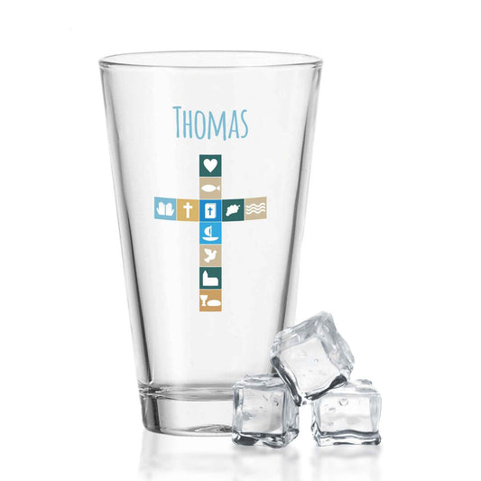Leonardo Wasserglas mit UV-Druck "Kommunion" mit Wunschname - Zur Kommunion