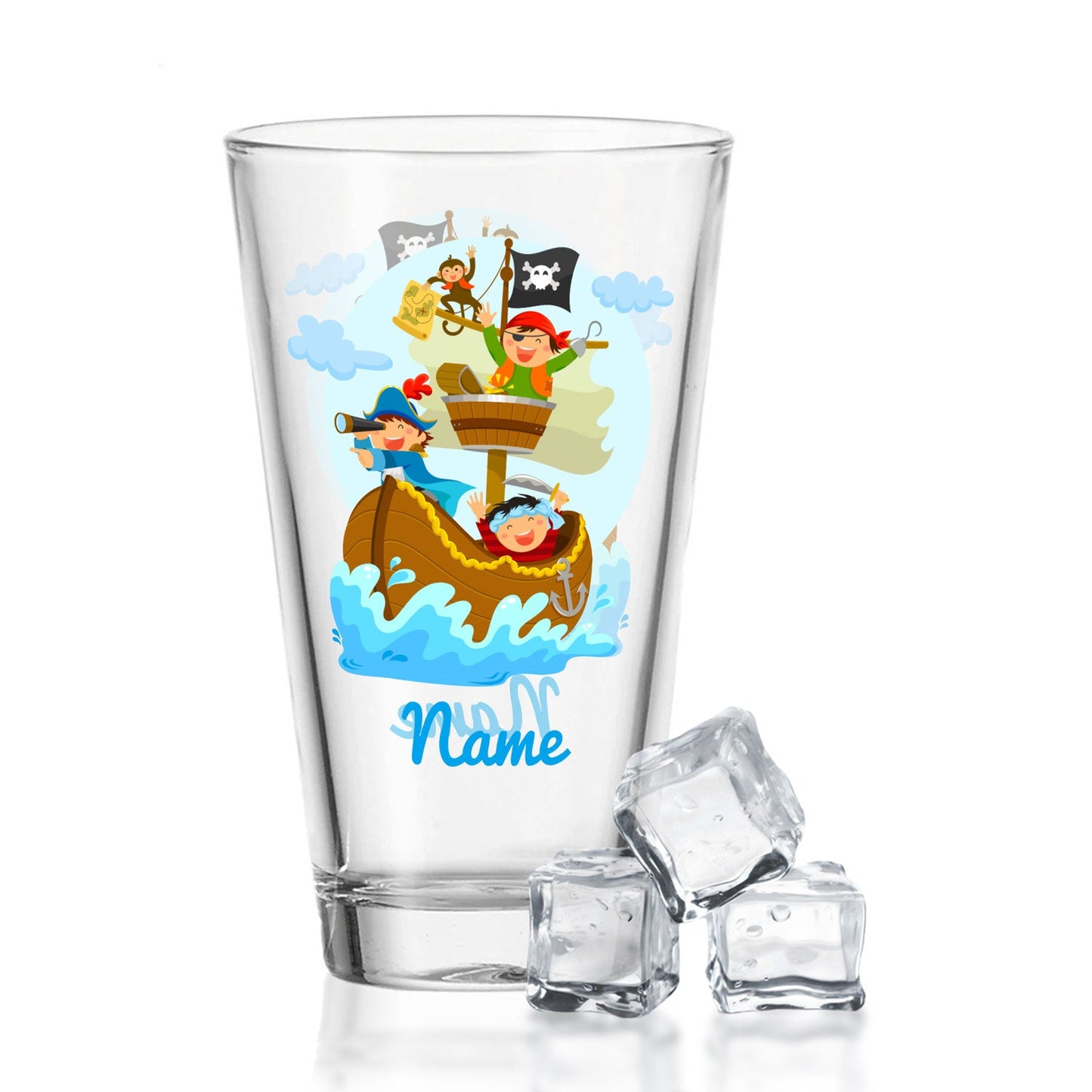 Leonardo Wasserglas mit UV-Druck "Piraten" mit Wunschname - Für Kinder
