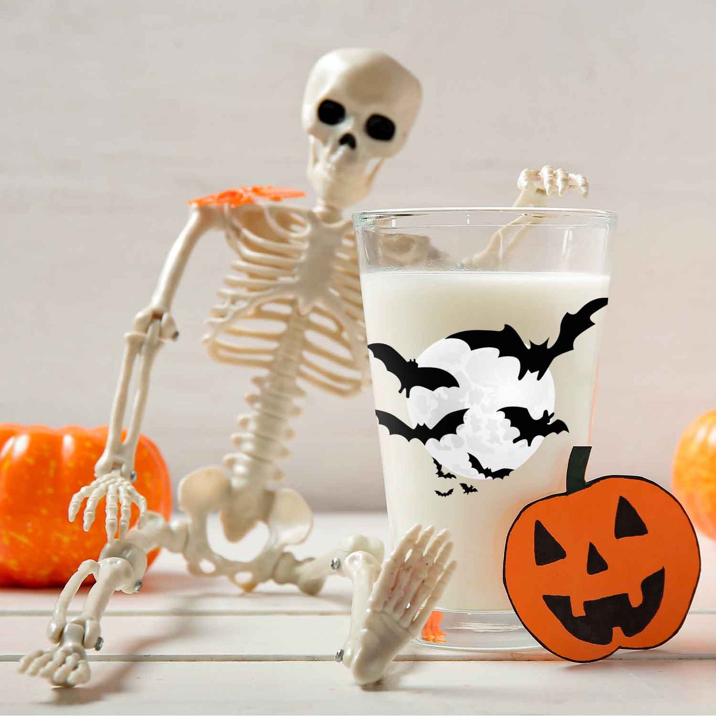 Leonardo Wasserglas mit UV-Druck "Fledermausschwarm" für Halloween