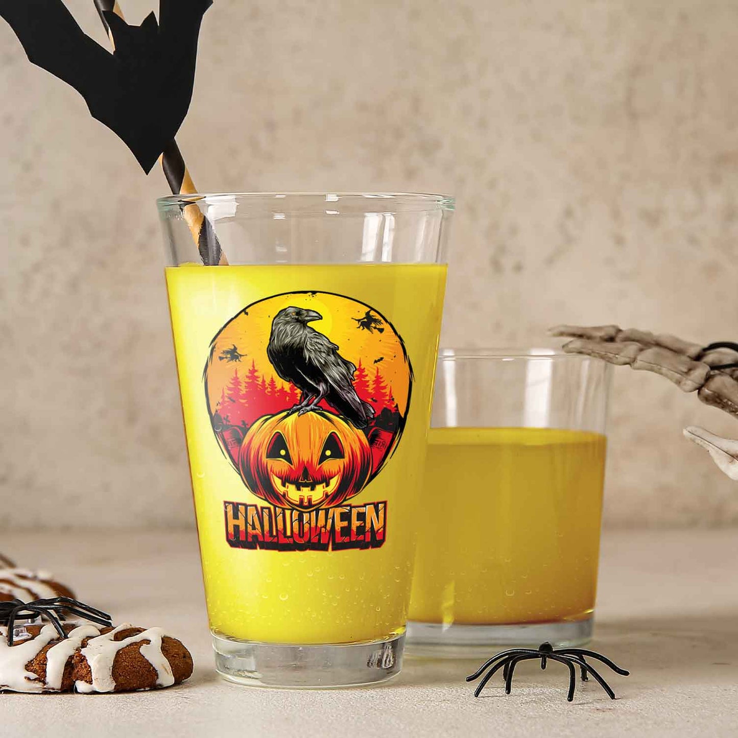 Leonardo Wasserglas mit UV-Druck "Rabe" für Halloween