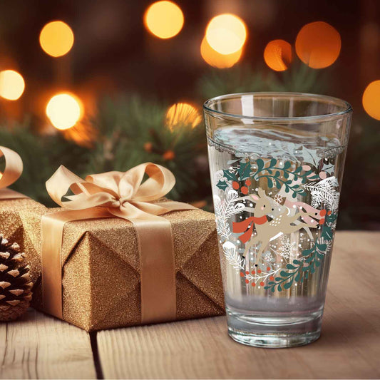 Leonardo Wasserglas mit UV-Druck - Winterreh Motiv - zu Weihnachten