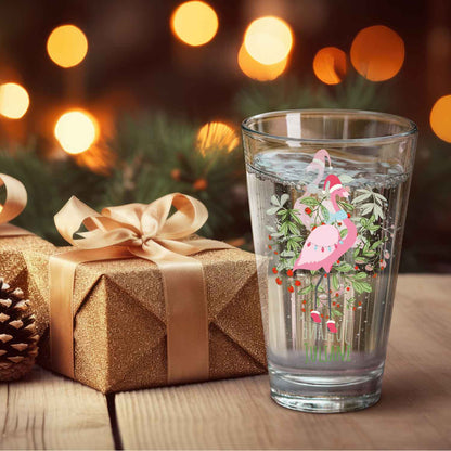 Leonardo Wasserglas mit UV-Druck - Winterflamingo Motiv - zu Weihnachten - Personalisiert mit Name