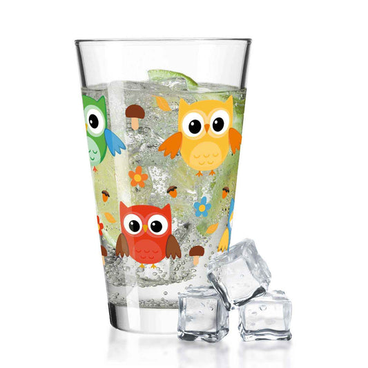 Leonardo Wasserglas mit UV-Druck "Eulen" - Für Kinder im 360° Design