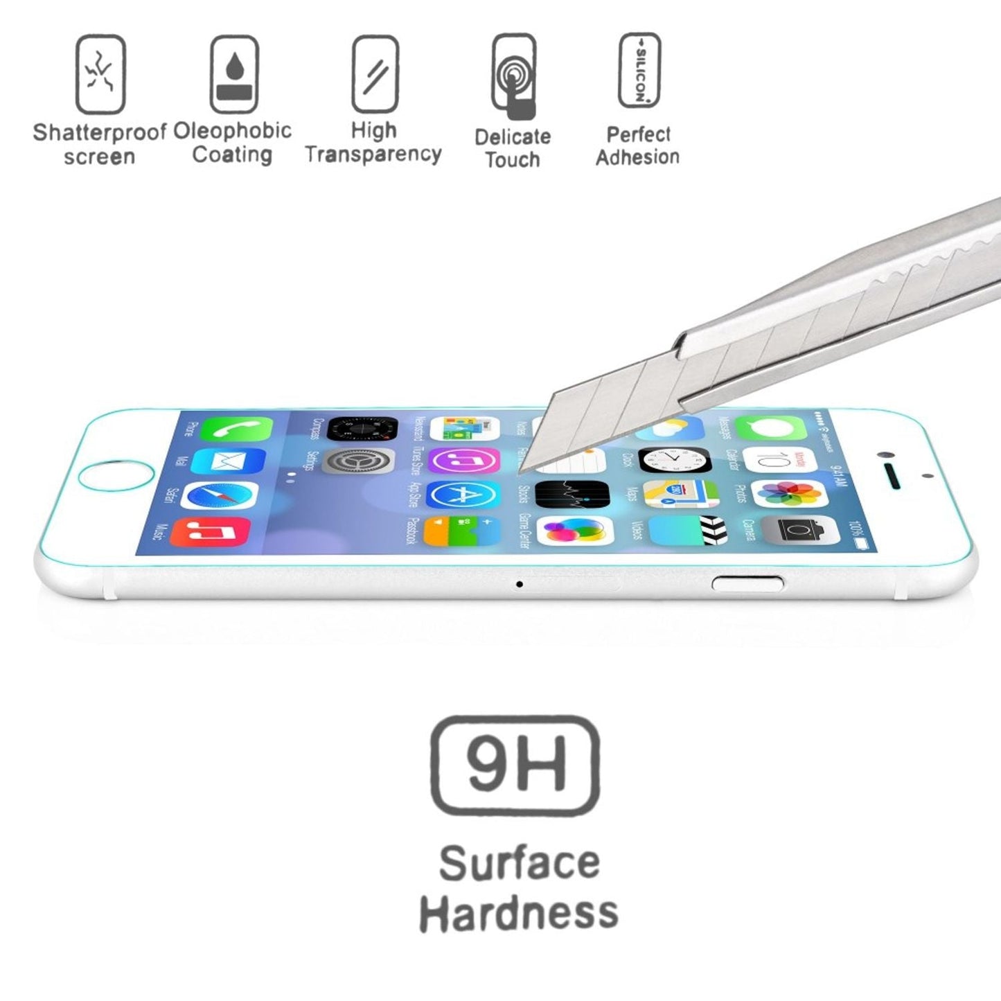 NALIA Schutzglas kompatibel mit iPhone 6 / 6S, Full-Cover Displayschutz Handy-Folie, 9H Härte Glas-Schutzfolie Bildschirm-Abdeckung, Schutz-Film Screen Protector Tempered Glass - Transparent (weiß)