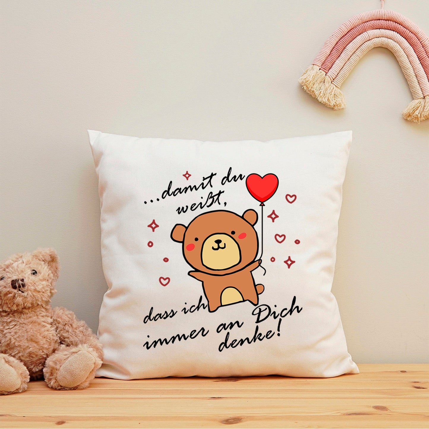 Bedrucktes Kissen mit Spruch Damit du weißt, dass ich immer an Dich denke