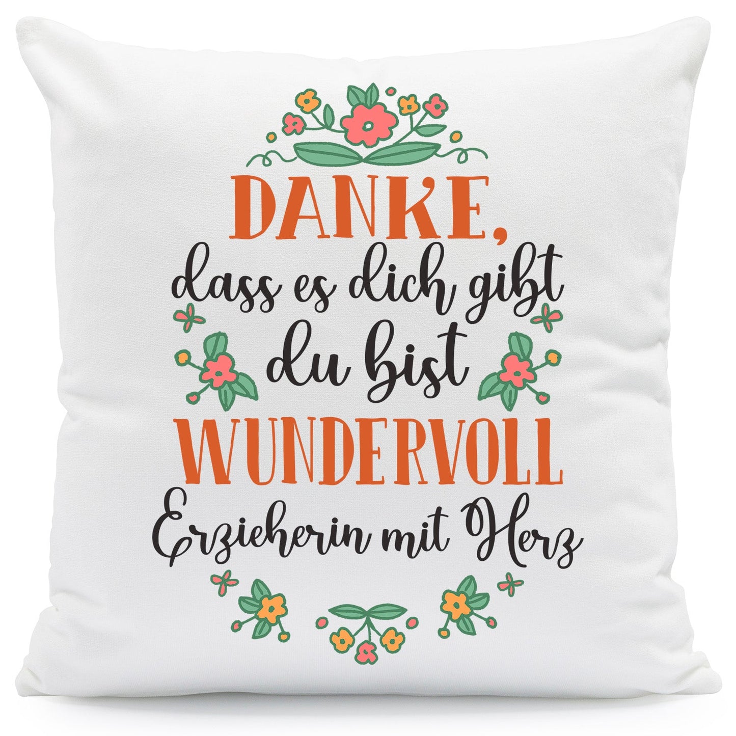 Bedrucktes Kissen mit Spruch Danke, dass es dich gibt du bist wundervoll