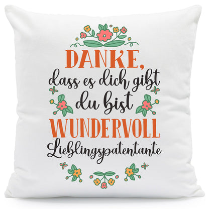 Bedrucktes Kissen mit Spruch Danke, dass es dich gibt du bist wundervoll