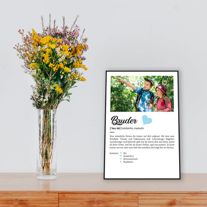 Holzschild Kunstdruck - Definition Poster - Personalisiert mit eigenem Foto
