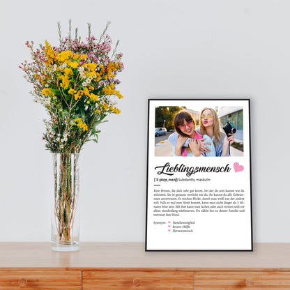 Holzschild Kunstdruck - Definition Poster - Personalisiert mit eigenem Foto