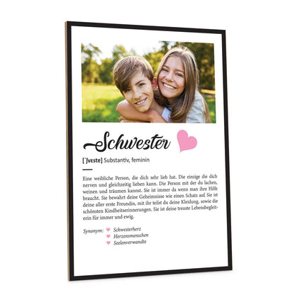 Holzschild Kunstdruck - Definition Poster - Personalisiert mit eigenem Foto