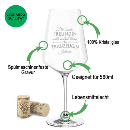 Leonardo Weinglas mit Gravur "Die beste Freundin wird Trauzeugin"
