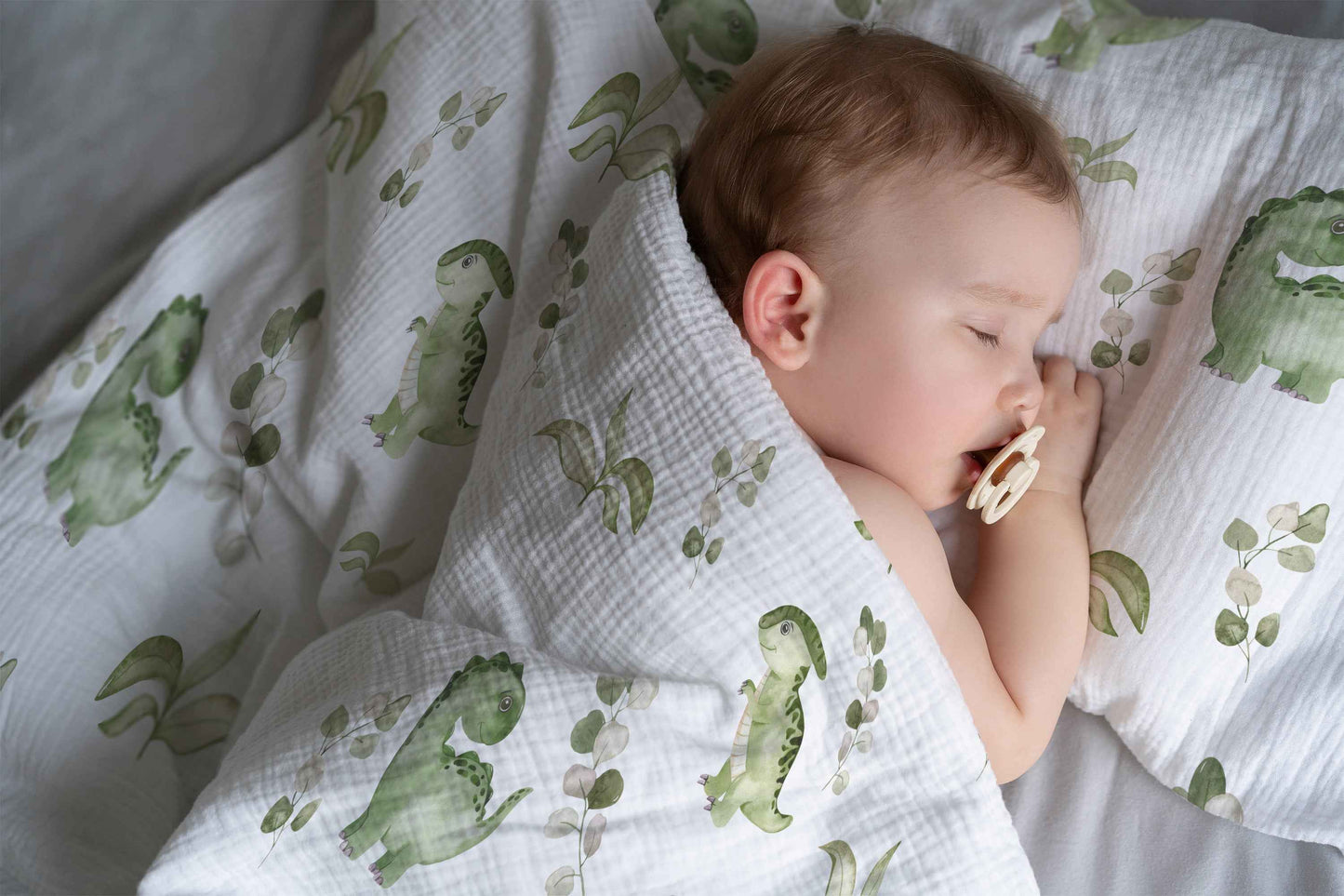 “Eukalyptus Dinos” Premium Kinderbettwäsche