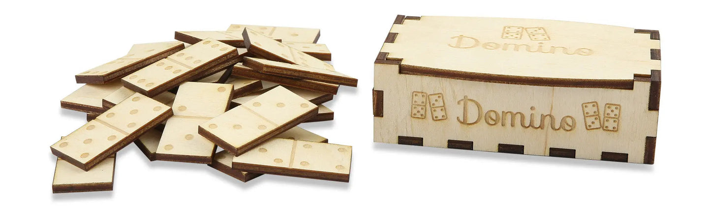 Dominosteine aus Holz mit Holzbox 28 tlg