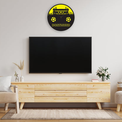 Wanduhr aus Holz  Vereinsliebe Dortmund - mit UV Druck
