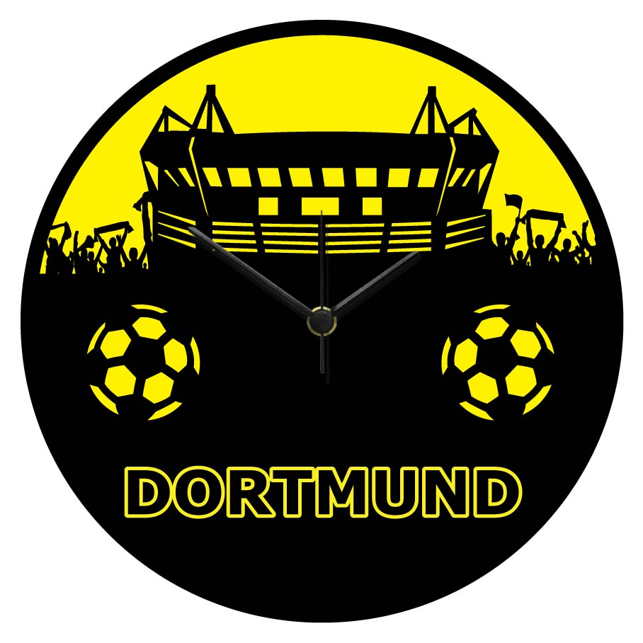 Wanduhr aus Holz  Vereinsliebe Dortmund - mit UV Druck