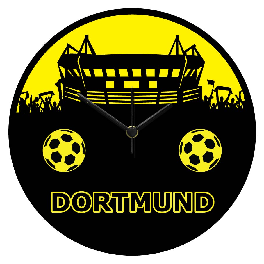 Wanduhr aus Holz  Vereinsliebe Dortmund - mit UV Druck
