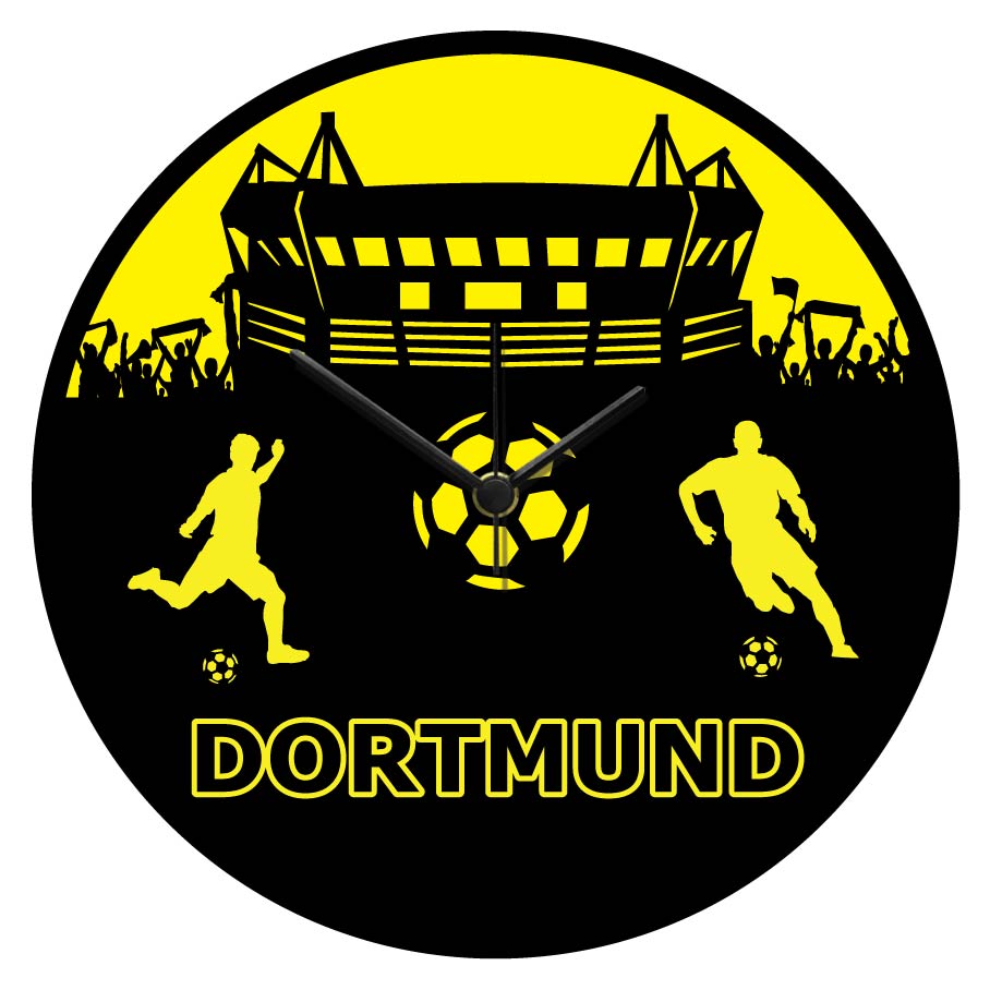 Wanduhr aus Holz  Vereinsliebe Dortmund - mit UV Druck