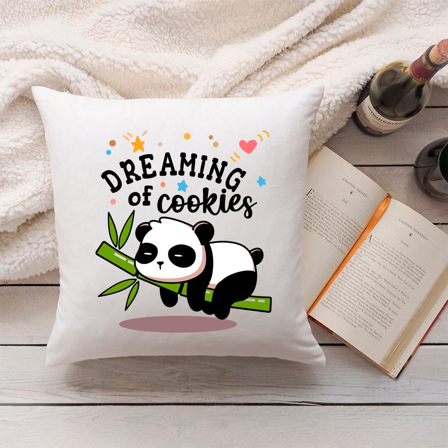 Bedrucktes Kissen mit Spruch Dreaming of Cookies