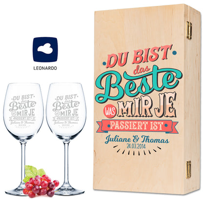Leonardo Weingläser mit Gravur "Du bist das Beste was mir je passiert ist" im Set