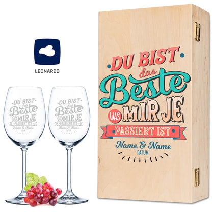 Leonardo Weingläser mit Gravur "Du bist das Beste was mir je passiert ist" im Set