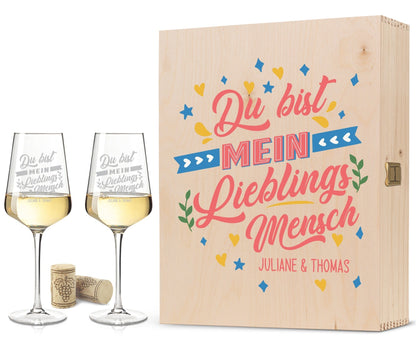 Leonardo Weingläser mit Gravur im "Du bist mein Lieblingsmensch" Design