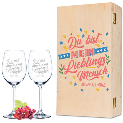 Leonardo Weingläser mit Gravur im "Du bist mein Lieblingsmensch" Design