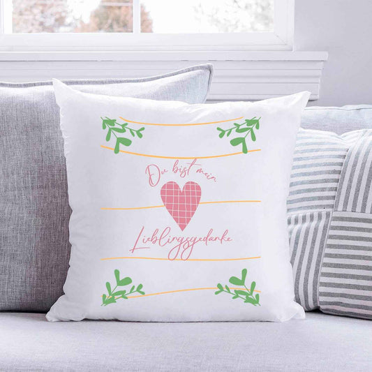 Bedrucktes Kissen mit Spruch Du bist mein Lieblingsgedanke