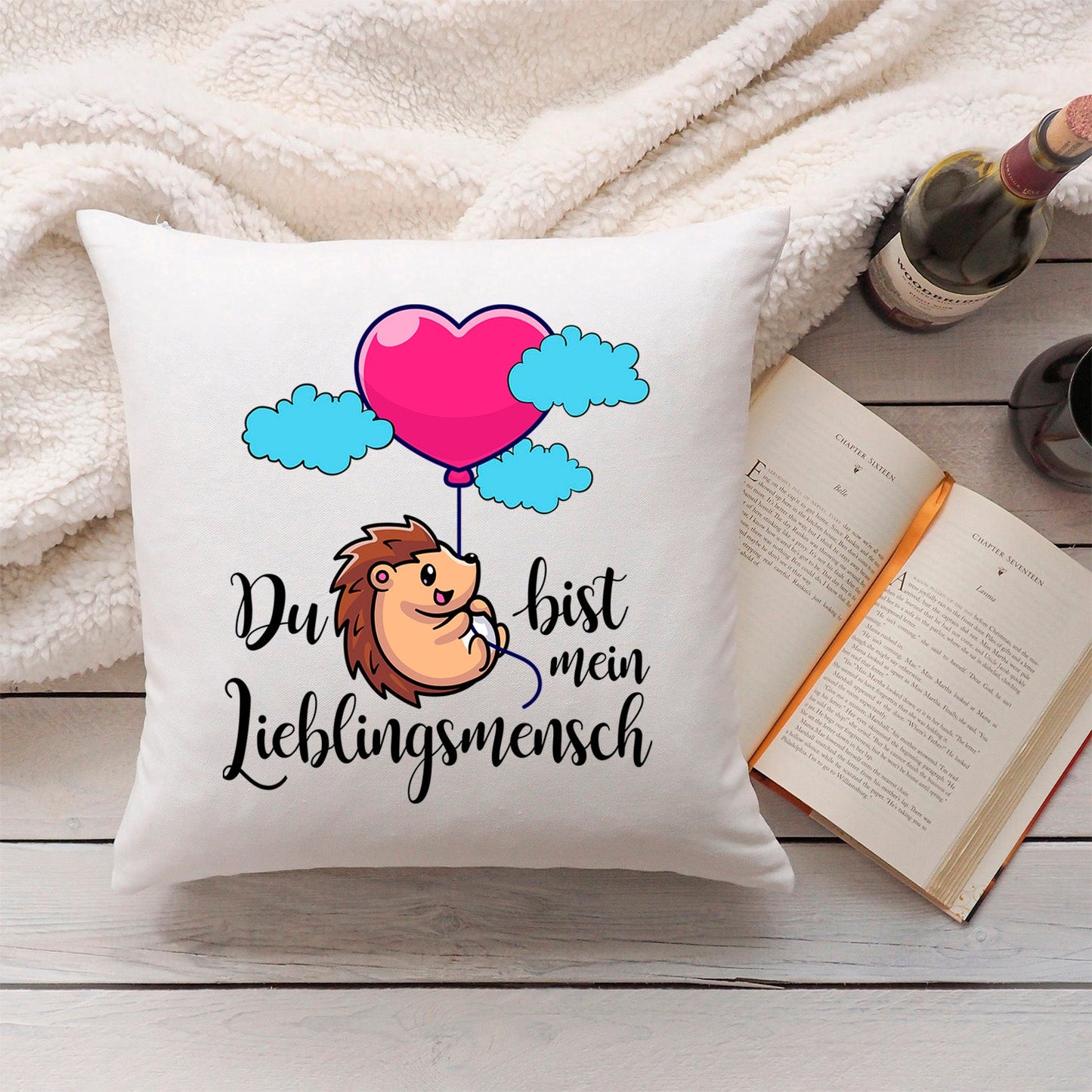 Bedrucktes Kissen mit Spruch Du bist mein Lieblingsmensch