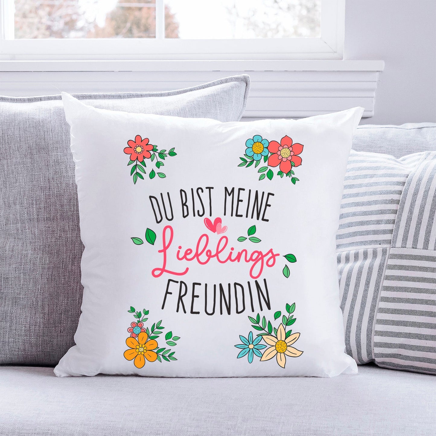 Bedrucktes Kissen mit Spruch Du bist meine Lieblings Freundin