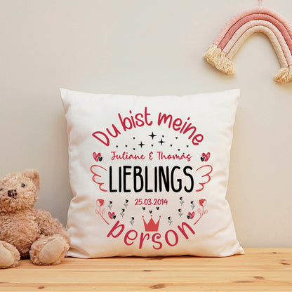Bedrucktes Kissen mit Motiv Du bist meine Lieblingsperson