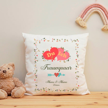 Bedrucktes Kissen mit Motiv "Du & Ich Traumpaar"