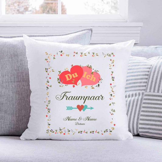 Bedrucktes Kissen mit Motiv "Du & Ich Traumpaar"