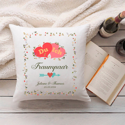 Bedrucktes Kissen mit Motiv "Du & Ich Traumpaar"