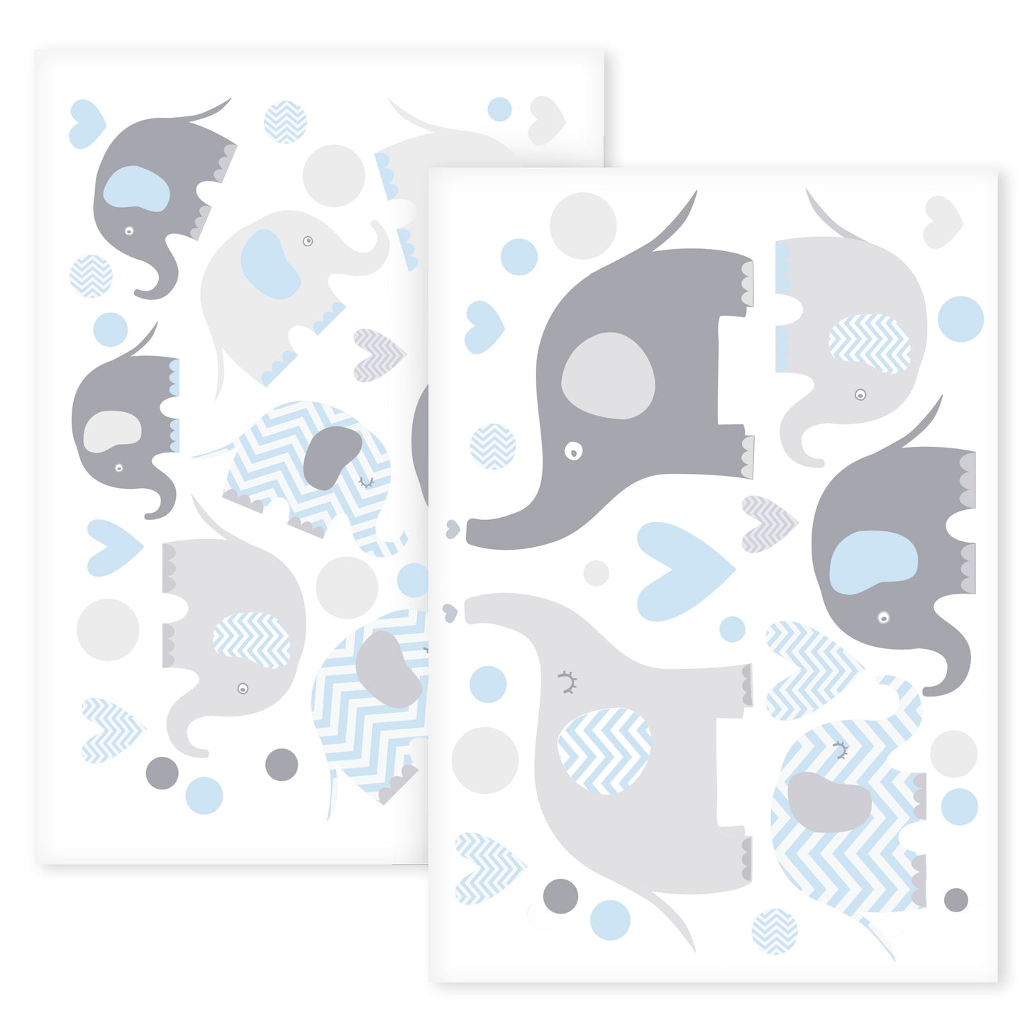 Wandsticker Set Elefanten, Herzen & Kreise