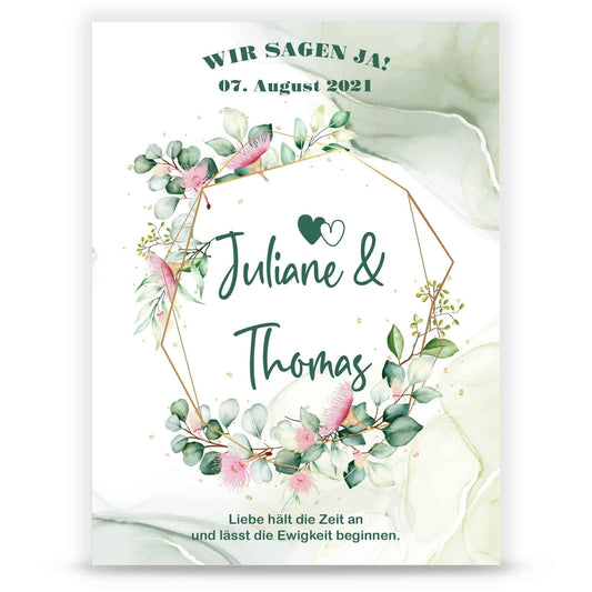 Hochzeitseinladungskarte im Eucalyptus Design