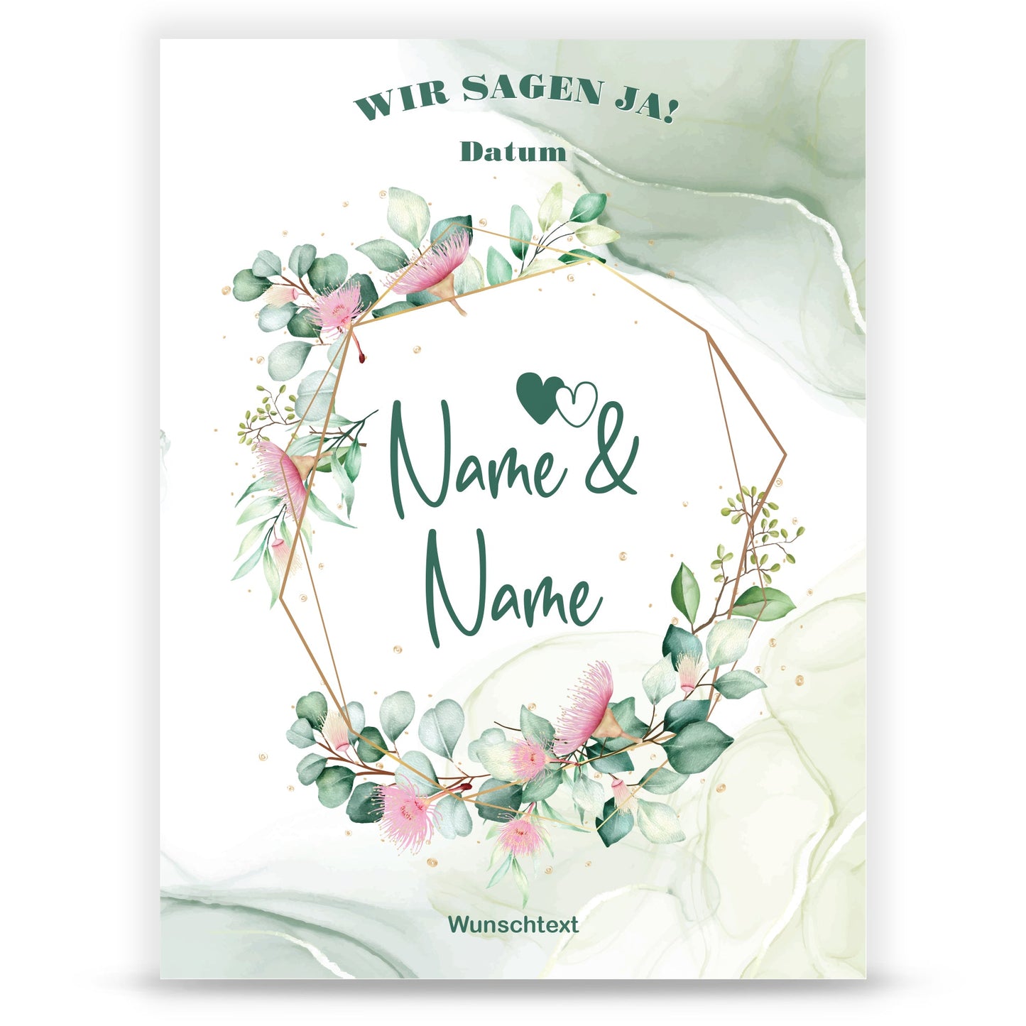 Hochzeitseinladungskarte im Eucalyptus Design