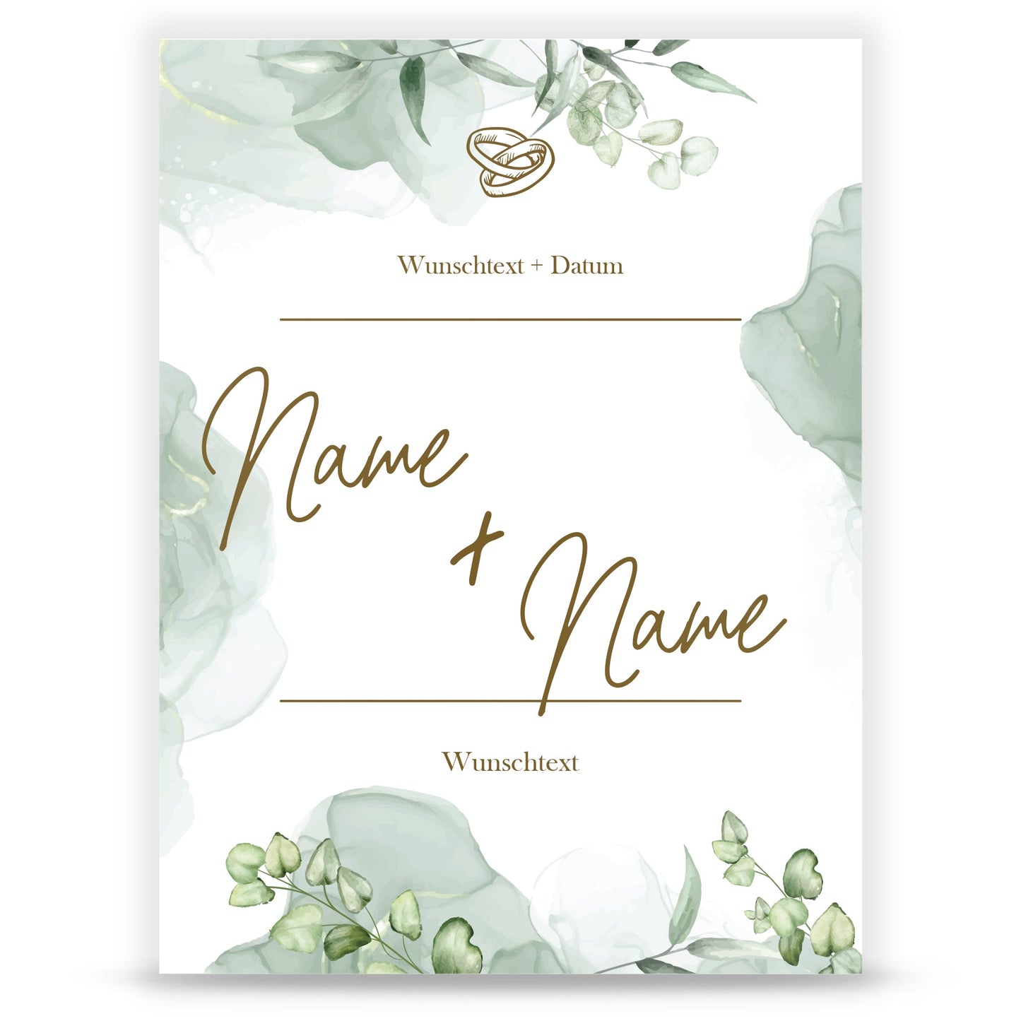 Hochzeitseinladungskarte im Eucalyptus Marble Design