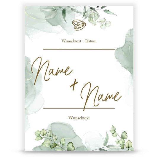 Hochzeitseinladungskarte im Eucalyptus Marble Design