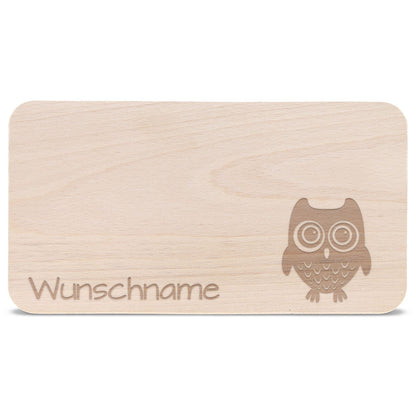Frühstücksbrettchen für Kinder im " Eule" Design mit Wunschname