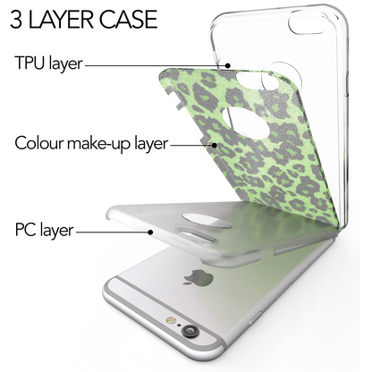 NALIA Handyhülle kompatibel mit iPhone 6 6S, Glitzer Leopard Ultra-Slim Silikon-Case Back-Cover Schutz-Hülle, Glitter Leo Sparkle Handy-Tasche, Dünnes Bling Strass Thin-Fit Smart-Phone Etui - Grün