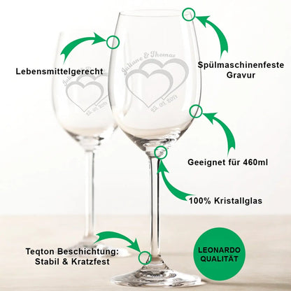 Leonardo Weingläser "Für die Hochzeit" mit Gravur im Set inkl. gravierter Holzkiste