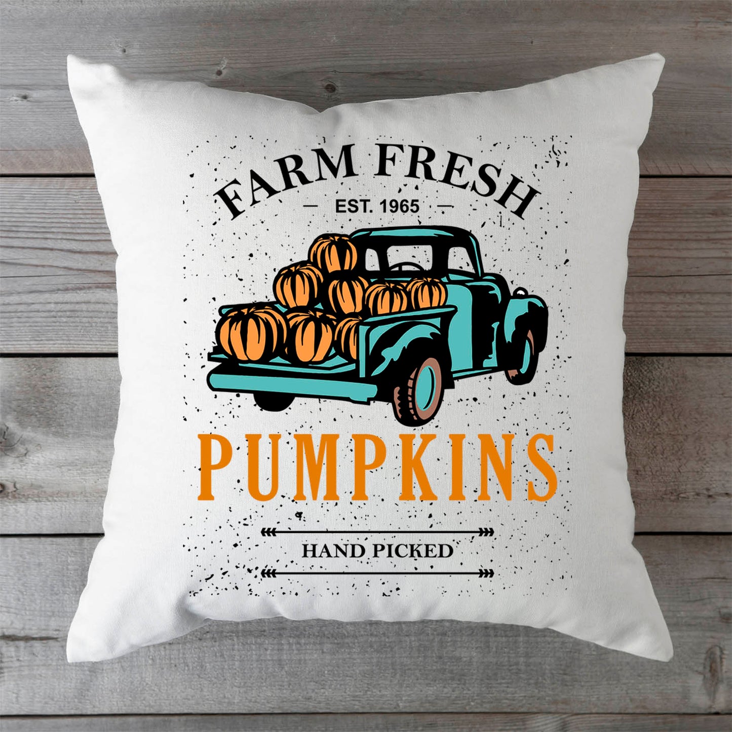Bedrucktes Kissen mit Spruch Farm fresh pumpkins